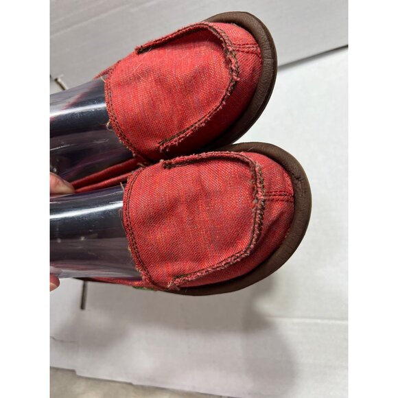 Sanuk womens Red Washed Canvas Loafers Size 6 - Picture 7 of 9